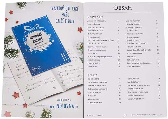 KN Písně a koledy pro pětistrunné banjo 1. díl - Škola hry na bendže