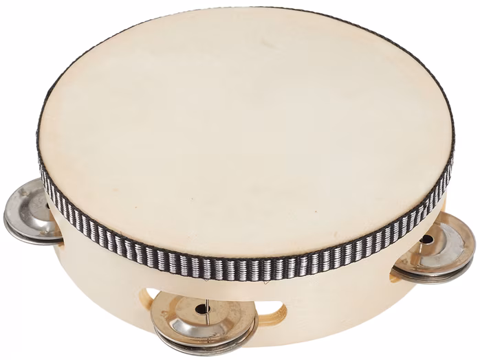 PP World Percussion Wooden Tambourine ~ 15cm Natural - Tamburína