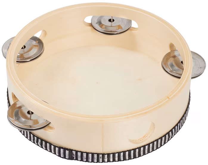 PP World Percussion Wooden Tambourine ~ 15cm Natural - Tamburína