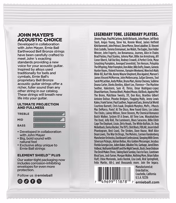 Ernie Ball Medium Earthwood Bell Bronze Acoustic 13-56 - Kovové struny na akustickú gitaru