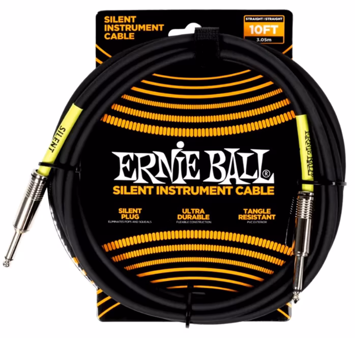 Ernie Ball Classic Silent Instrument Cable Straight/Straight 10ft Black - Nástrojový kábel