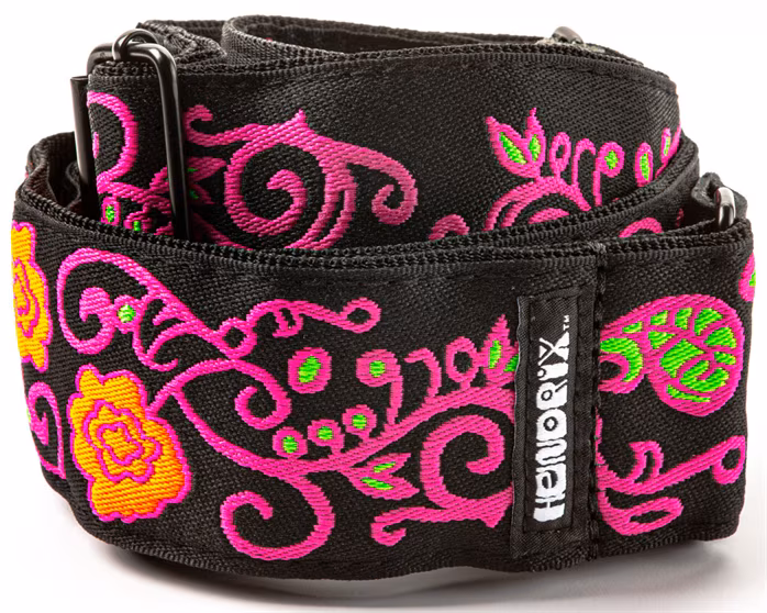 Dunlop Jimi Hendrix Blacklight Monterey Pink Strap - Gitarový popruh