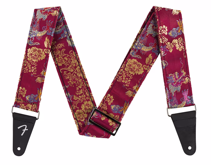 Fender Satin Dragon Strap Wine - Gitarový popruh