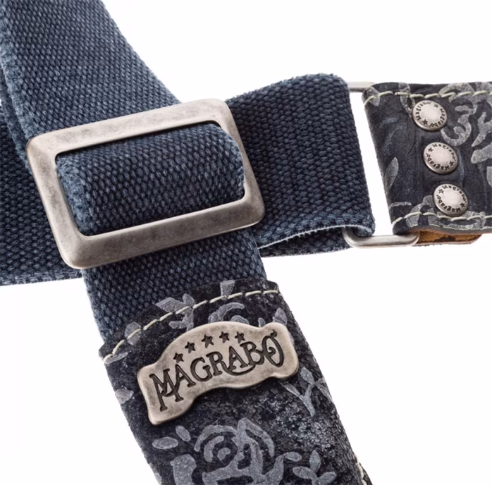 Magrabò Stripe SS Cotton Washed Blue 5 cm, Rosa Blue - Gitarový popruh