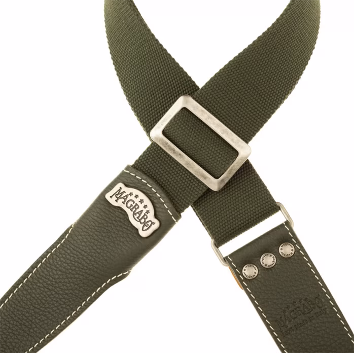 Magrabò Stripe SS Cotton Dark Green 5 cm, Dark Green - Gitarový popruh