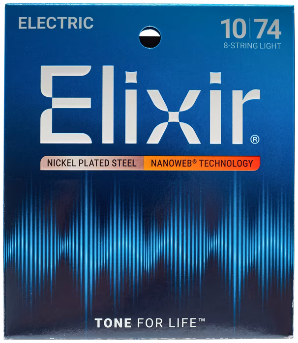 Elixir Nanoweb 8-String Light - Struny na osemstrunovú elektrickú gitaru