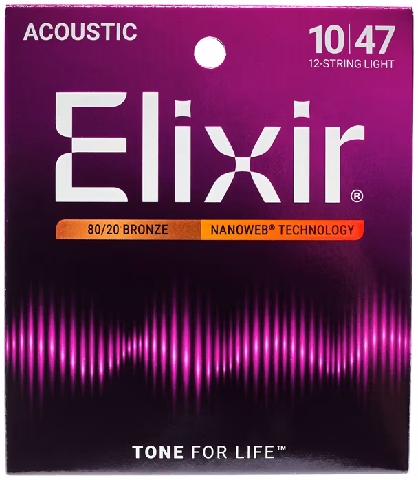 Elixir Nanoweb 80/20 Bronze 12-String Light - Struny na dvanásťstrunovú gitaru