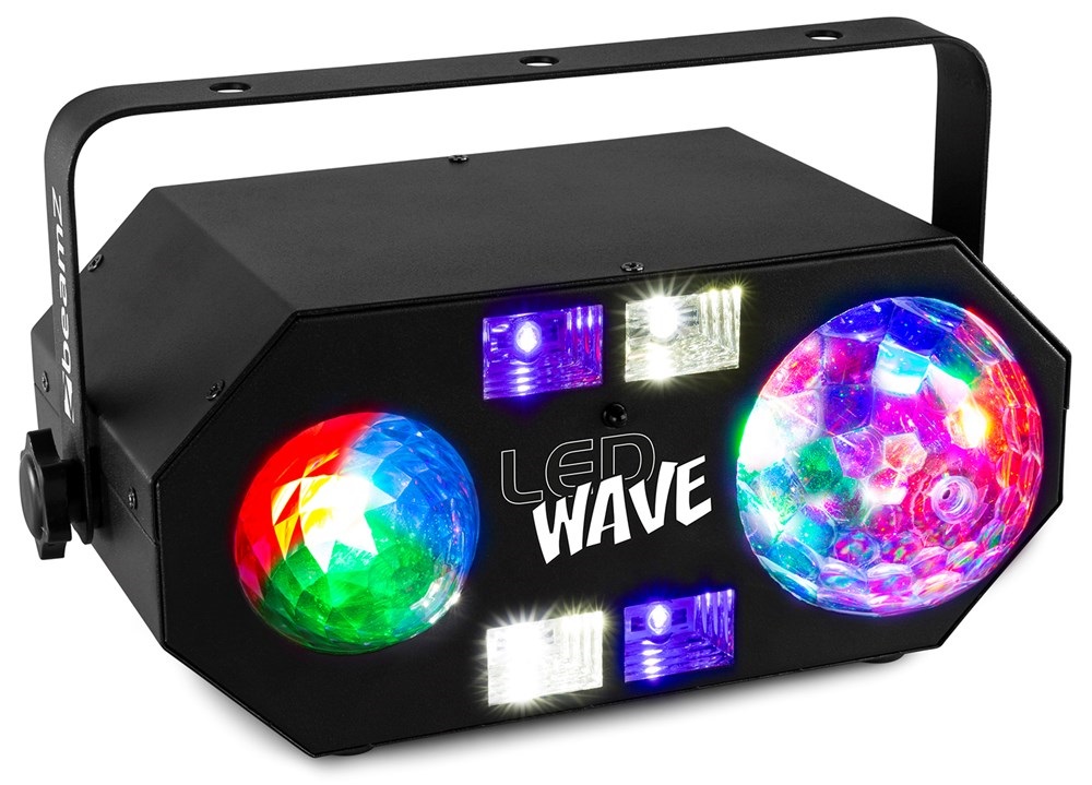 Obrázok Beamz LEDWAVE LED, jellyball, 6 x 3 W RGB, waterwave 1 x 4 W RGBW, UV/stroboskop 4 x 3 W, čierna