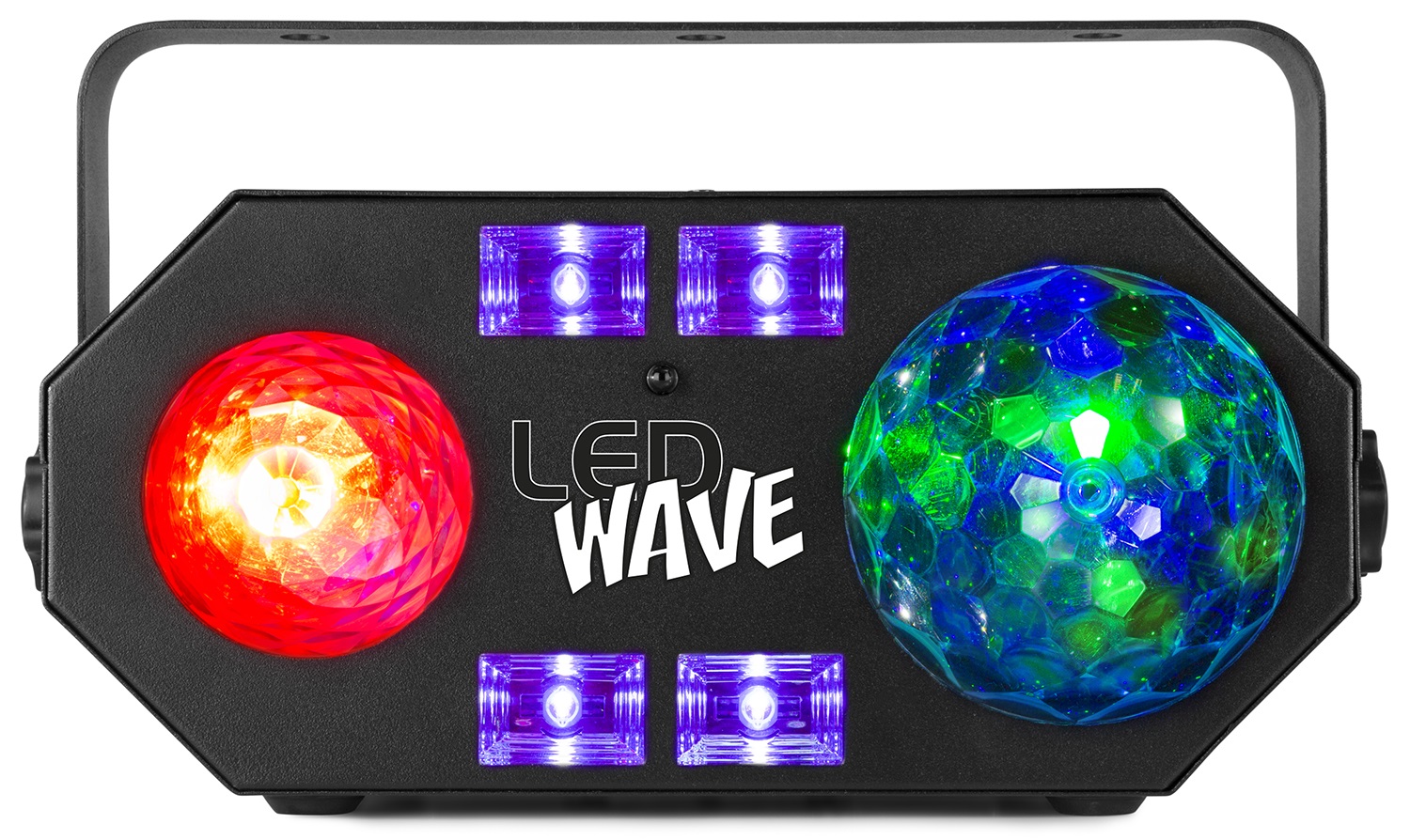 Obrázok Beamz LEDWAVE LED, jellyball, 6 x 3 W RGB, waterwave 1 x 4 W RGBW, UV/stroboskop 4 x 3 W, čierna