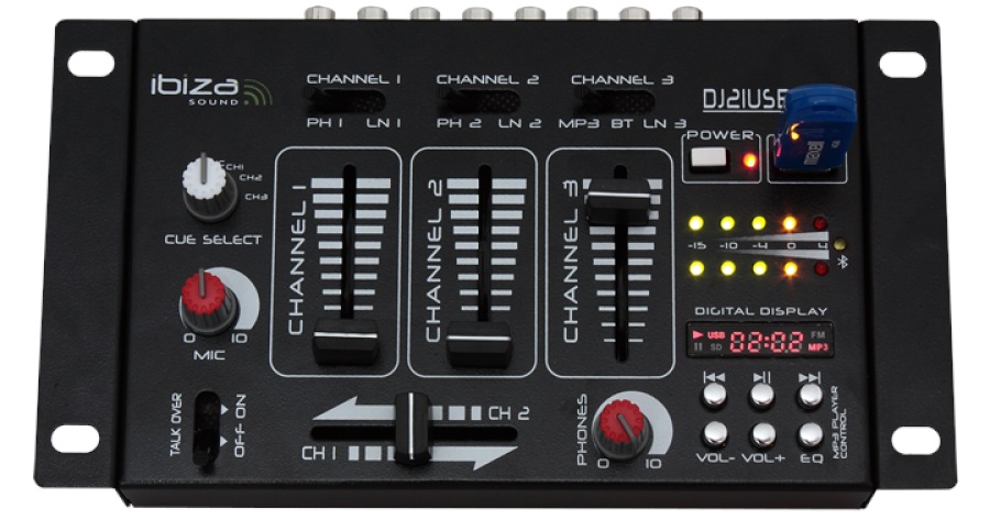 Obrázok Mixážní pult IBIZA DJ21USB-BT