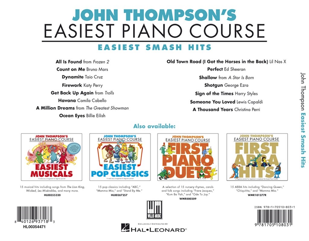 Obrázok MS Easiest Smash Hits - John Thompson´s 