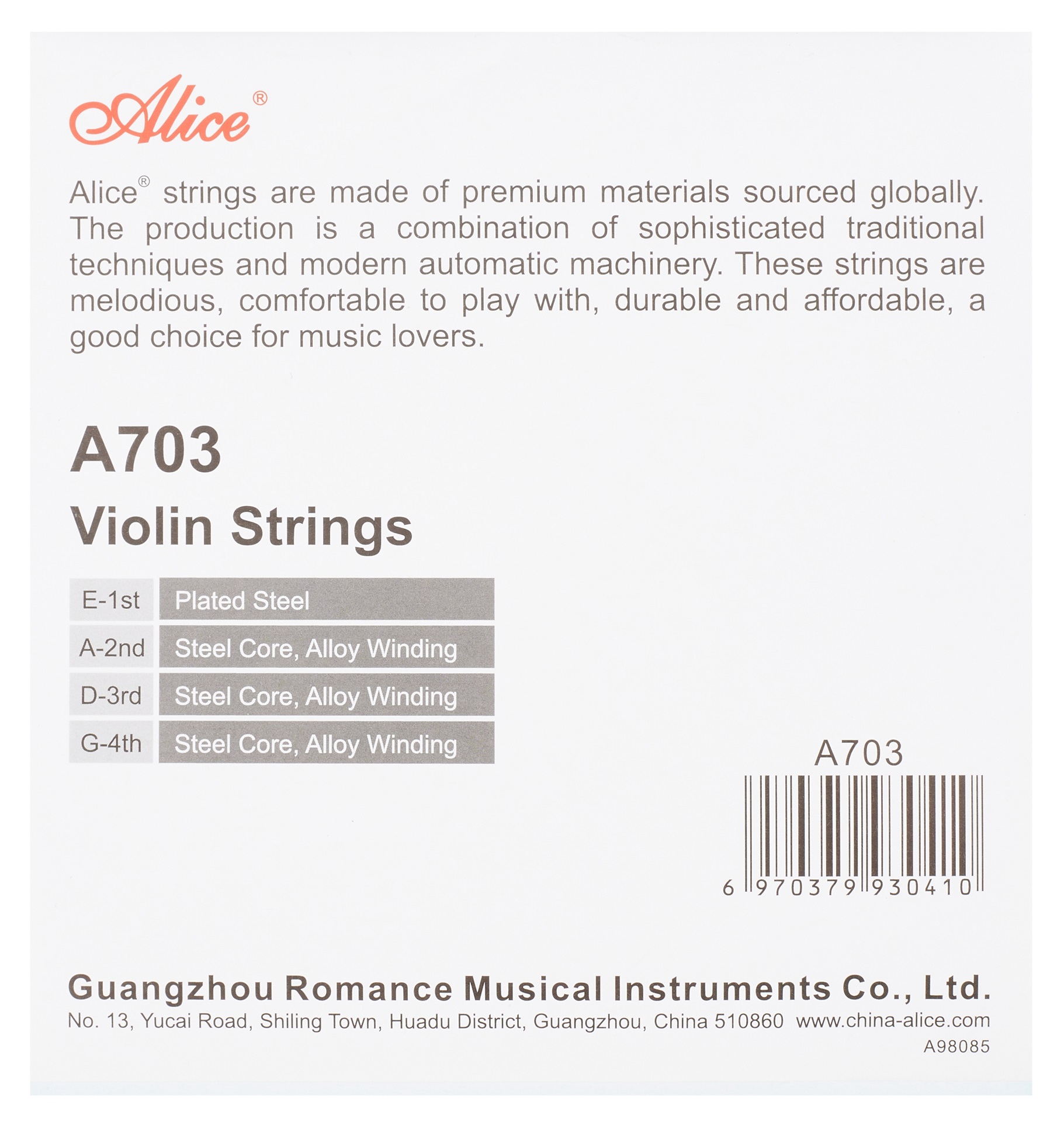 Obrázok Alice A703 Basic Violin String Set