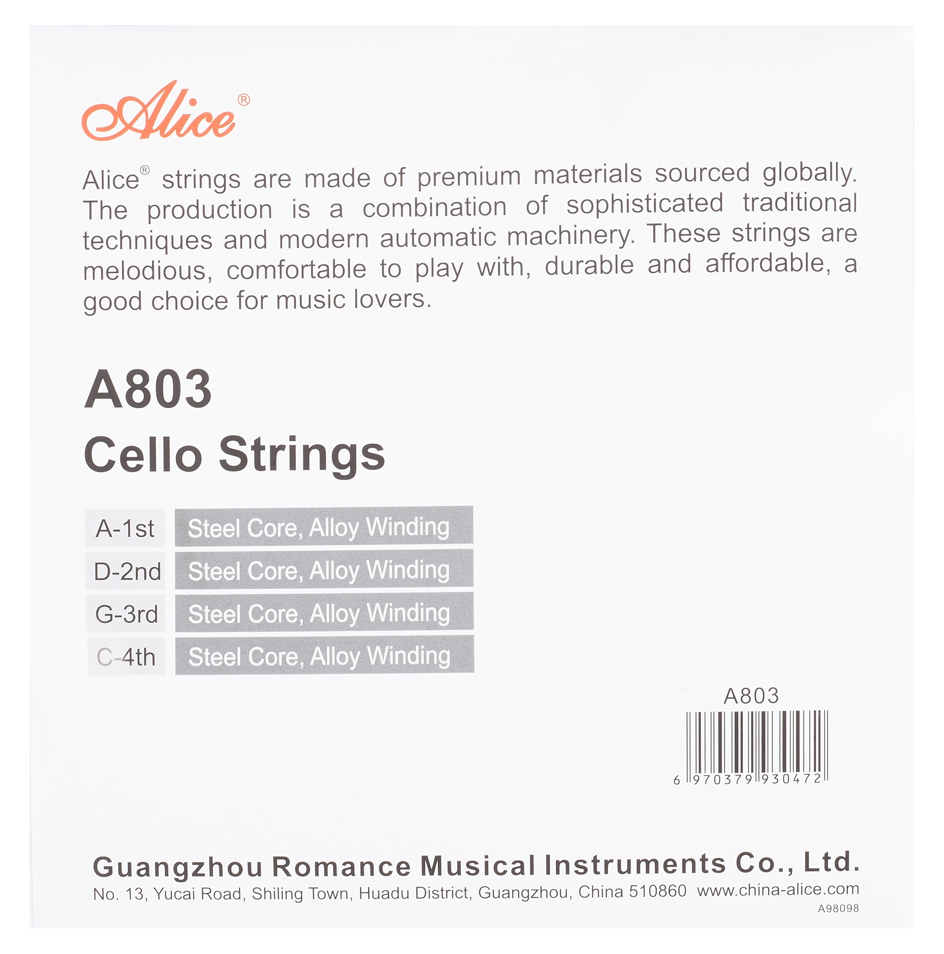 Obrázok Alice A803 Basic Cello String Set