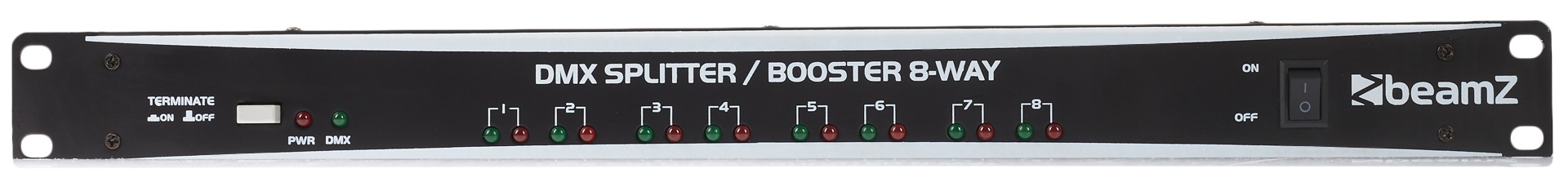 Obrázok Beamz DMX Splitter & Booster, DMX rozdeľovač, splitter, 8 výstupov, 19“, DMX-512